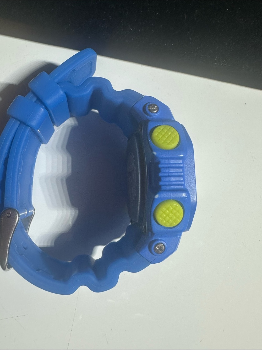 Blue Silicone Kids Digital Watch with Yellow Buttons